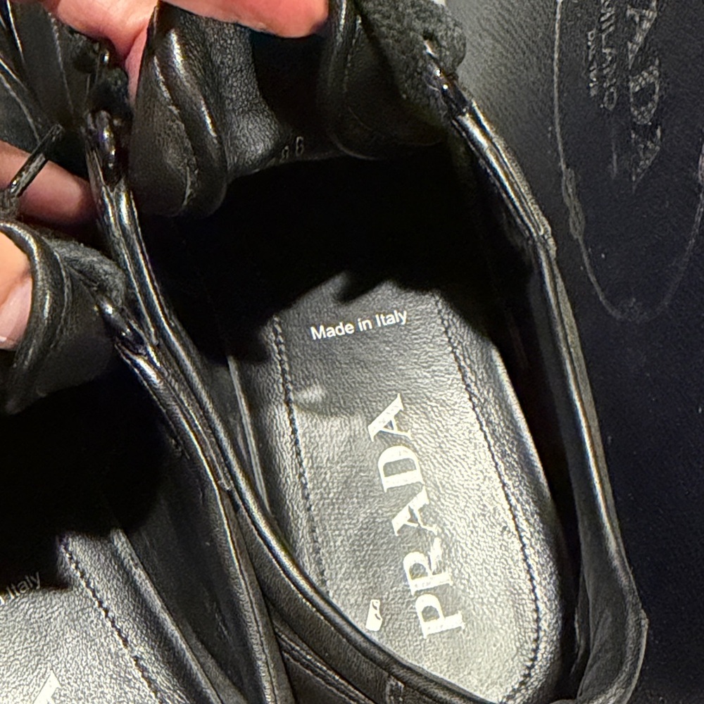 Prada Men's Black Leather Sneakers - Picture 7 of 14
